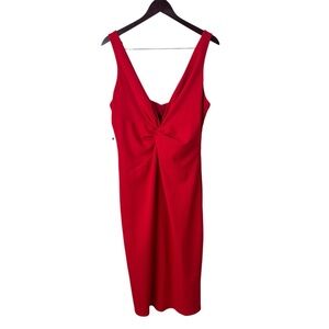 NWT BHLDN Katie May Eva Twist Front Sheath Cocktail Dress In Red Size 14